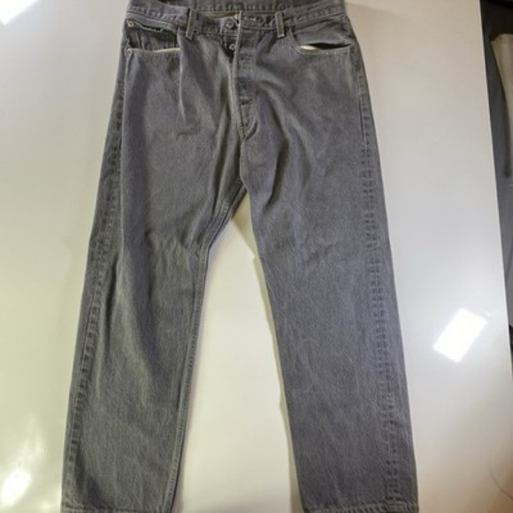 Levis 501XX Denim Jeans Gray Button Fly Classic Straight Leg Fit Mens Size 36x32 - Picture 2 of 7